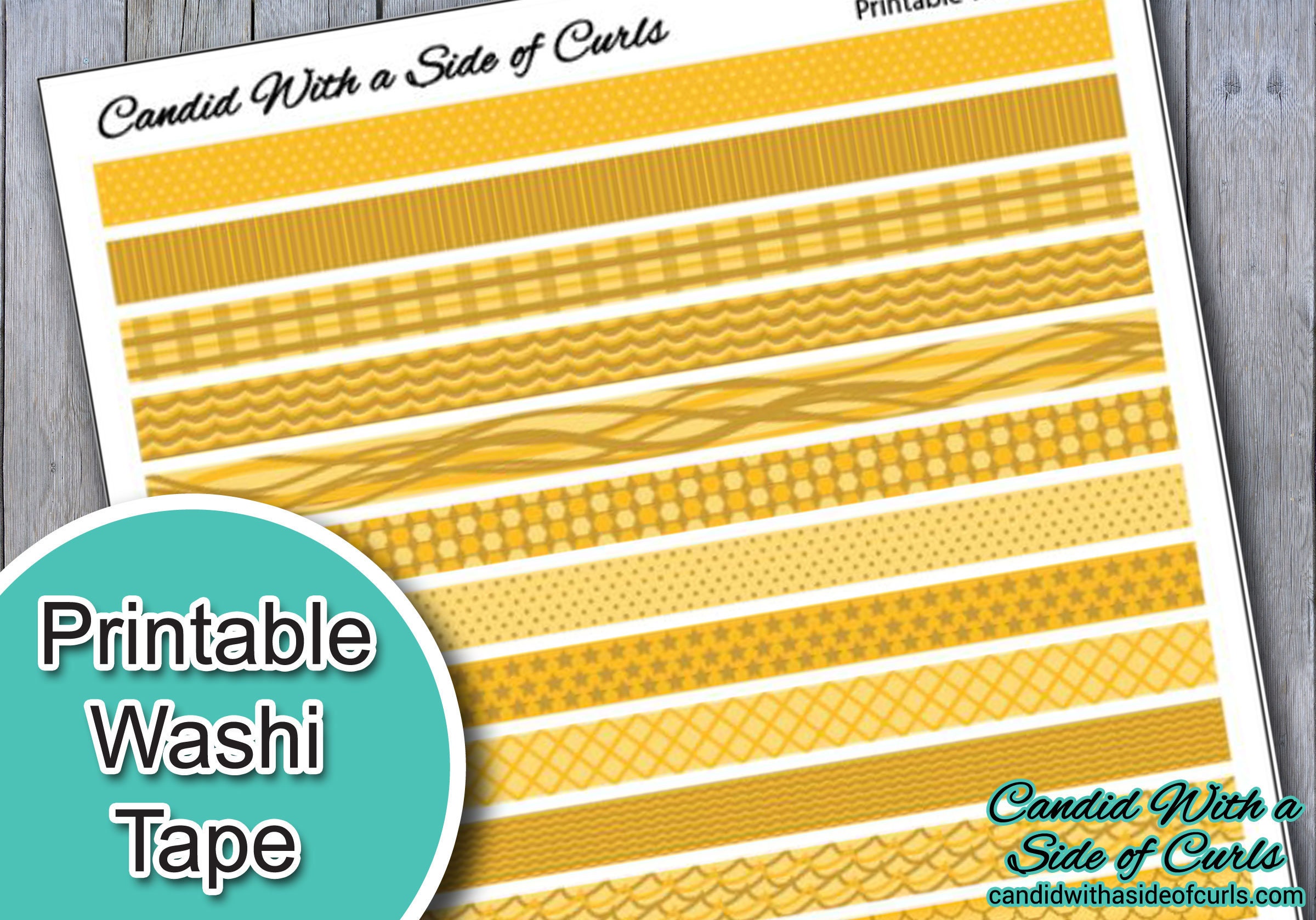 Yellow Printable Washi Tape - Etsy