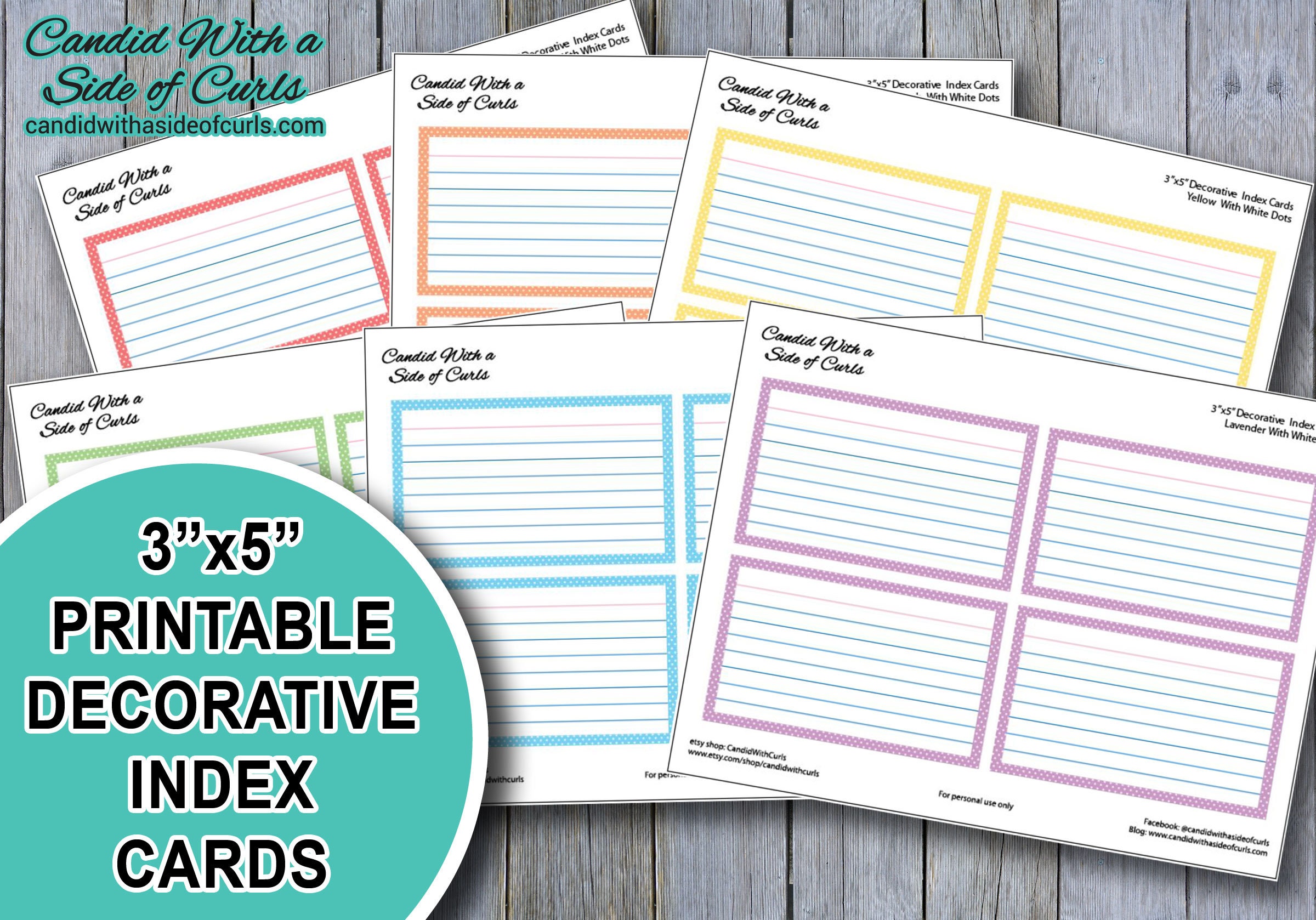 3x5 Printable Decorative Pastel Index Cards Etsy