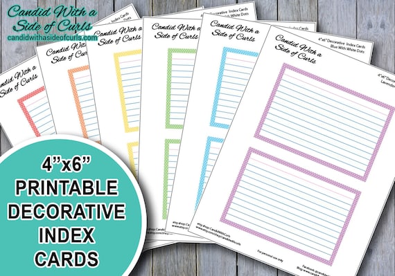 4x6 Printable Decorative Pastel Index Cards Etsy
