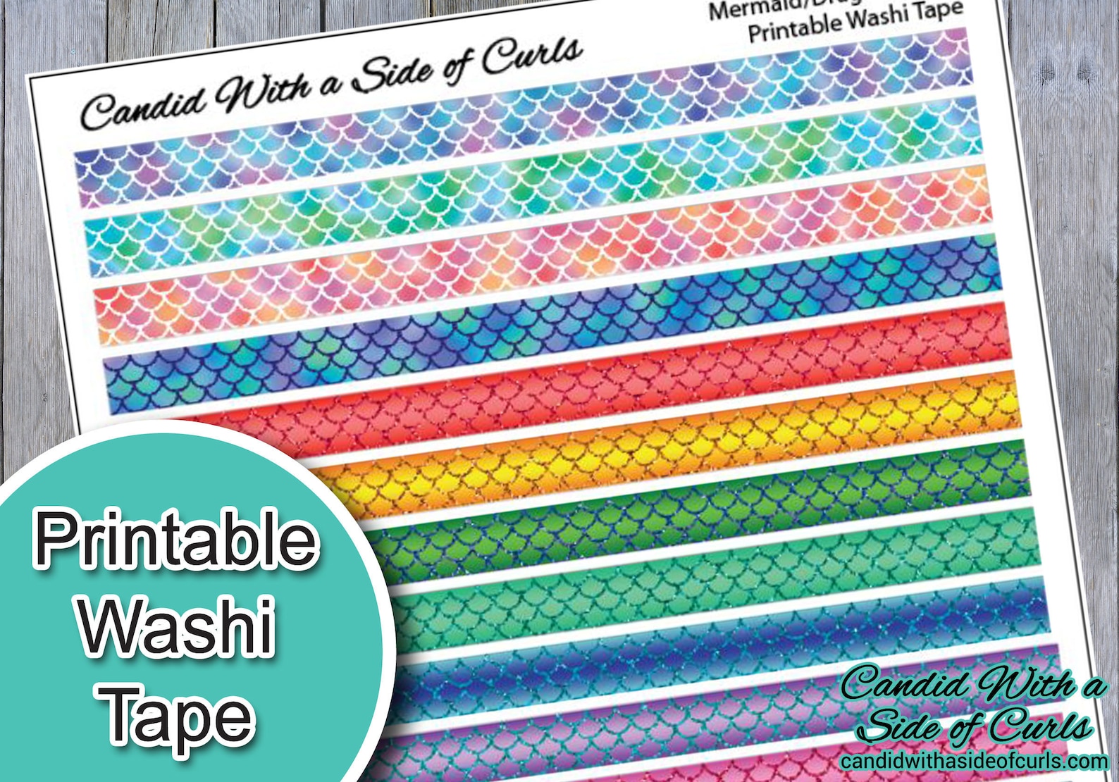 Mermaid and Dragon Scales Printable Washi Tape - Etsy