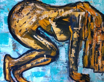 Perro Downward - Acrílico sobre lienzo 16x20in