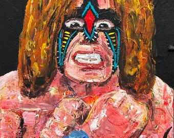 Ultimate Warrior - Acrylic on Wood 16.25x10.25in