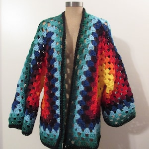 Crochet Pattern ~ Rainbow Falls Hexagon Cardigan PATTERN ~ Hexagon Cardigan, Cardigan, Crochet Cardigan, Rainbow Cardigan, Crochet Sweater