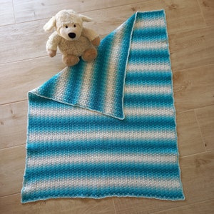 Crocheted baby blanket &quot;Sea Breeze&quot; made of baby cotton (pure cotton).