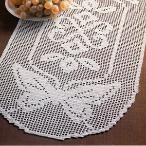 Butterfly Duet Table Center ~ Vintage Filet Crochet Runner Pattern ~ Instant Download ~ PDF Pattern ~ Written Instructions and Diagram
