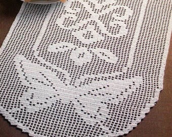 Butterfly Duet Table Center ~ Vintage Filet Crochet Runner Pattern ~ Instant Download ~ PDF Pattern ~ Written Instructions and Diagram