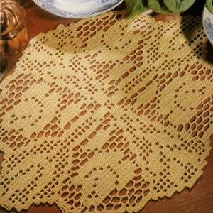 Golden Roses Filet Crochet Pattern - Vintage Crochet Doily Pattern - Instant Download - PDF Pattern - Written Instructions and Diagram