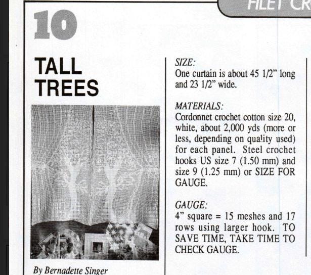 Tall Trees Vintage Filet Crochet Curtain Pattern (PDF Download) - Etsy