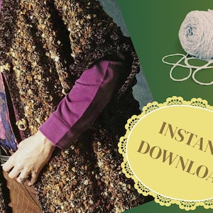 Vintage Colette Cardigan Crochet Pattern, Large/XLarge (PDF Download)