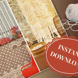 Three Vintage Crochet Curtain Patterns ~ Filet Curtains ~ Pineapple Curtains ~ Instant PDF Download ~ Written Instructions and Diagram