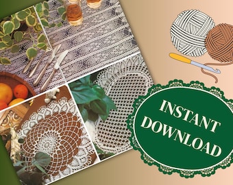 Patrones de tapete de crochet vintage ~ Tres patrones vintage ~ Descarga instantánea ~ Patrón en PDF ~ Instrucciones escritas y diagrama
