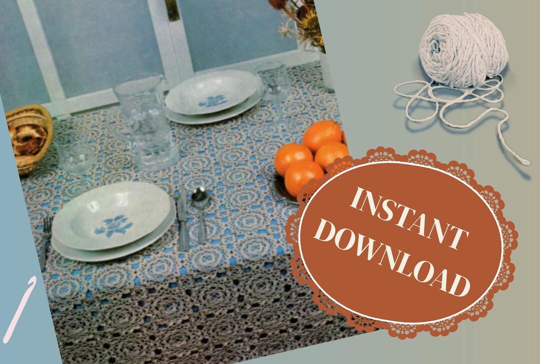 Rectangular Crochet Tablecloth Pattern Vintage Rectangular Crochet Tablecloth Pattern (PDF Download) - Etsy