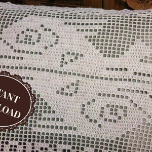 Pisces Pillow Vintage Filet Crochet Pattern ~ Signs of the Zodiac Rectangle ~ Instant Download ~ PDF ~ Written Instructions and Diagram