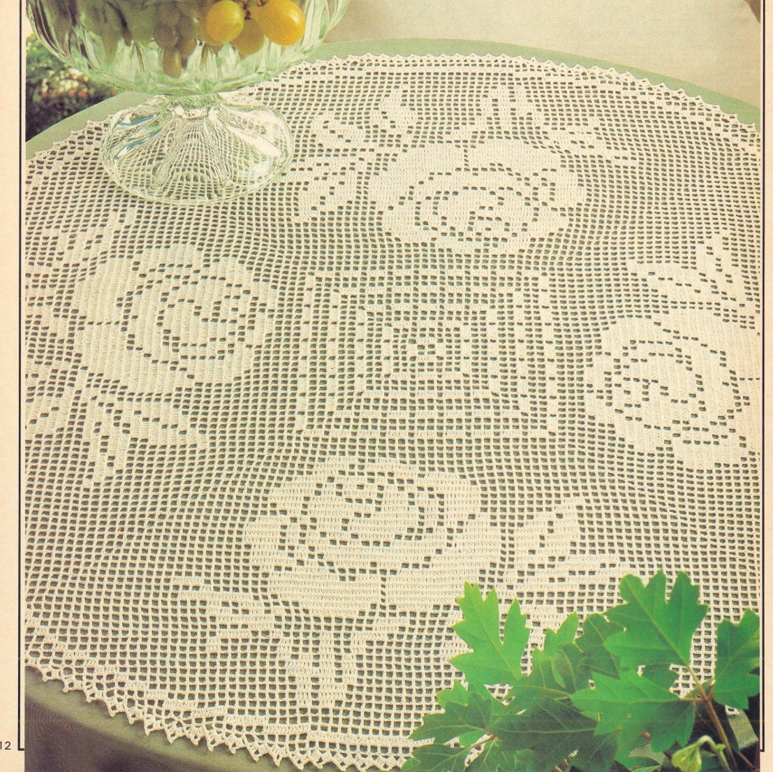Roses for Round Filet Tablecloth