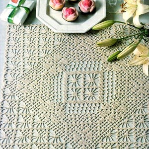 Square Flair Filet Table Center ~ Vintage Crochet Doily Pattern ~ Instant Download ~ PDF Pattern ~ Written Instructions and Diagram