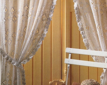 Summer Cottage Filet Curtain Pattern - Vintage Crochet Patterns - Instant Download - PDF Pattern - Written Instructions and Diagram