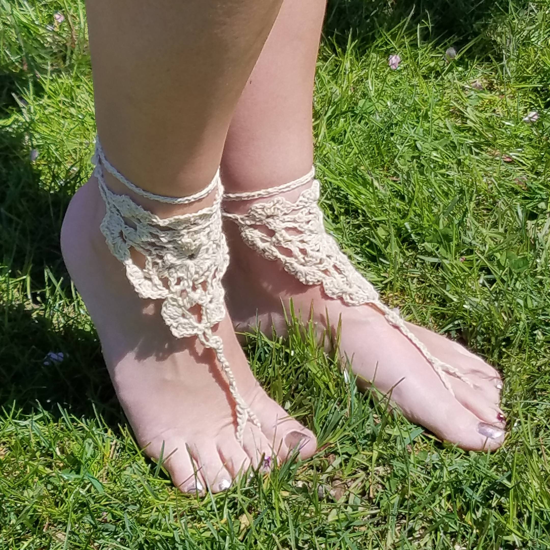 Frilly Barefoot Sandals Soleless Sandals Beach Wedding/Vow | Etsy