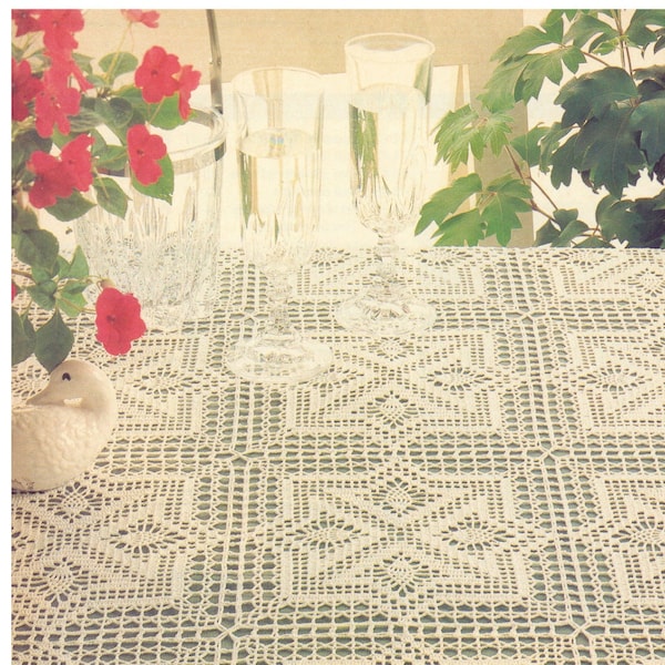 Vintage Crochet Tablecloth Pattern ~ Geometric Tablecloth ~ Instant Download ~ PDF Pattern ~ Written Instructions and Diagram