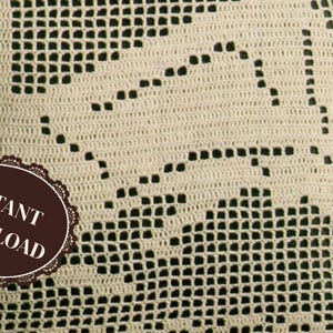 Taurus Pillow Vintage Filet Crochet Pattern ~ Signs of the Zodiac Rectangle ~ Instant Download ~ PDF ~ Written Instructions and Diagram
