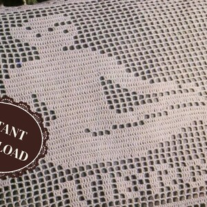Virgo Pillow Crochet Pattern, Vintage Filet Zodiac Design (PDF Download)
