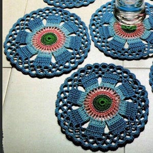Colorful Coasters Pattern - Vintage Easy To Make Pattern - Instant Download - PDF Pattern - Written Instructions and Diagram
