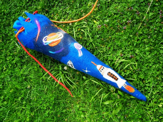 Schultüte, Weltall, Rakete, gefilzt, blaue Schultüte