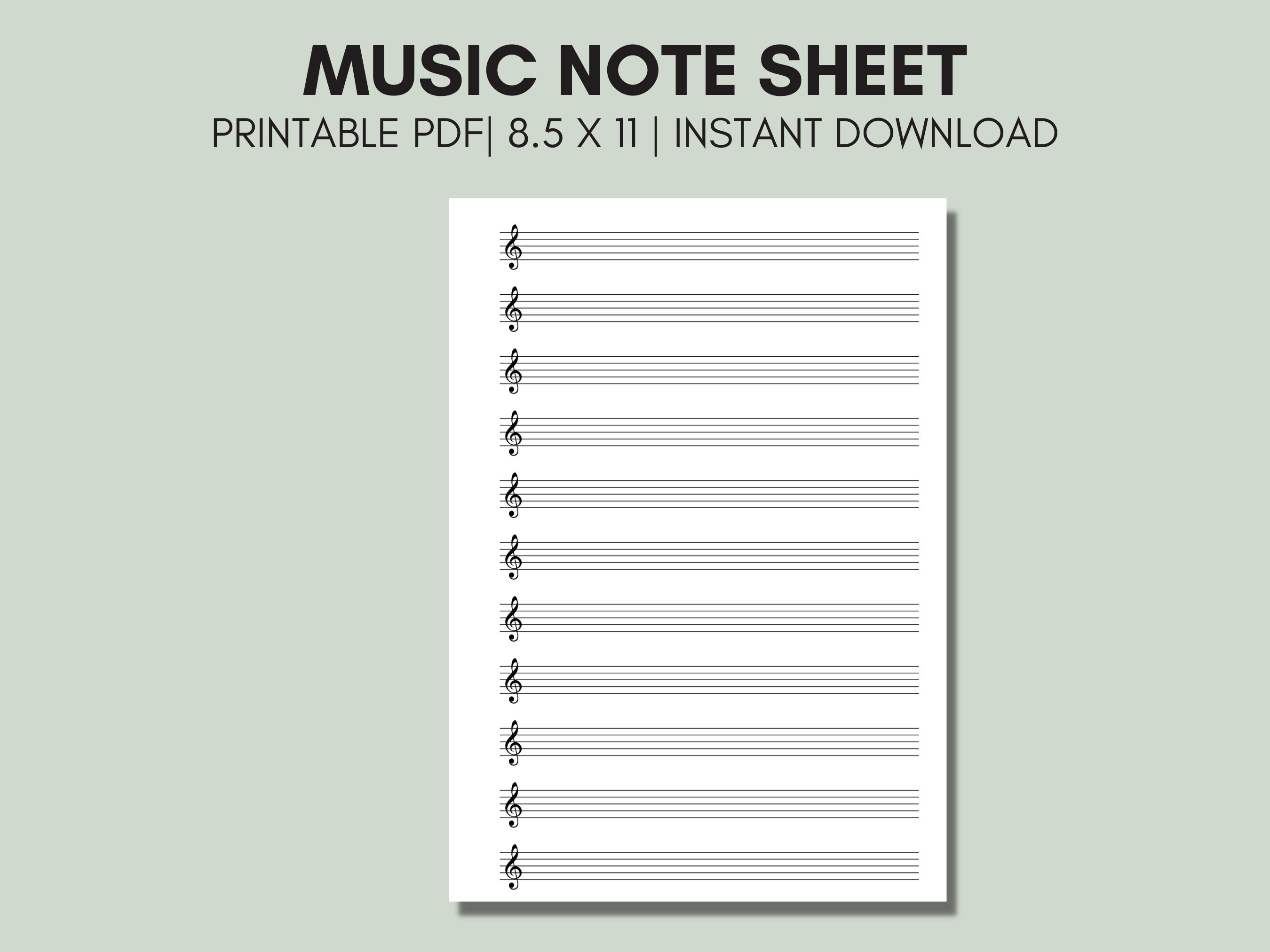 Tablature, Printable Blank Sheet Music, Music Staff Paper, Letter/a4 PDF,  Instant Download 