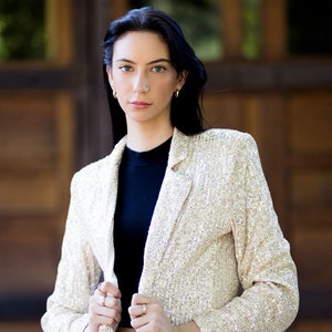 Women's white cheap sequin blazer