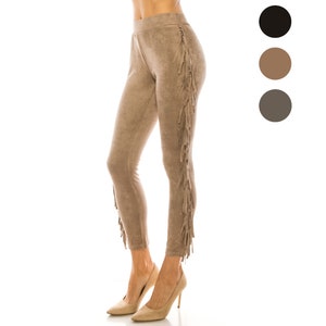 Suede Side Fringe Pants