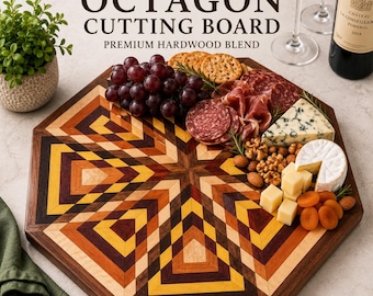 Octagonal Exotic Hardwood Cutting Board – Handmade Charcuterie Serving Board