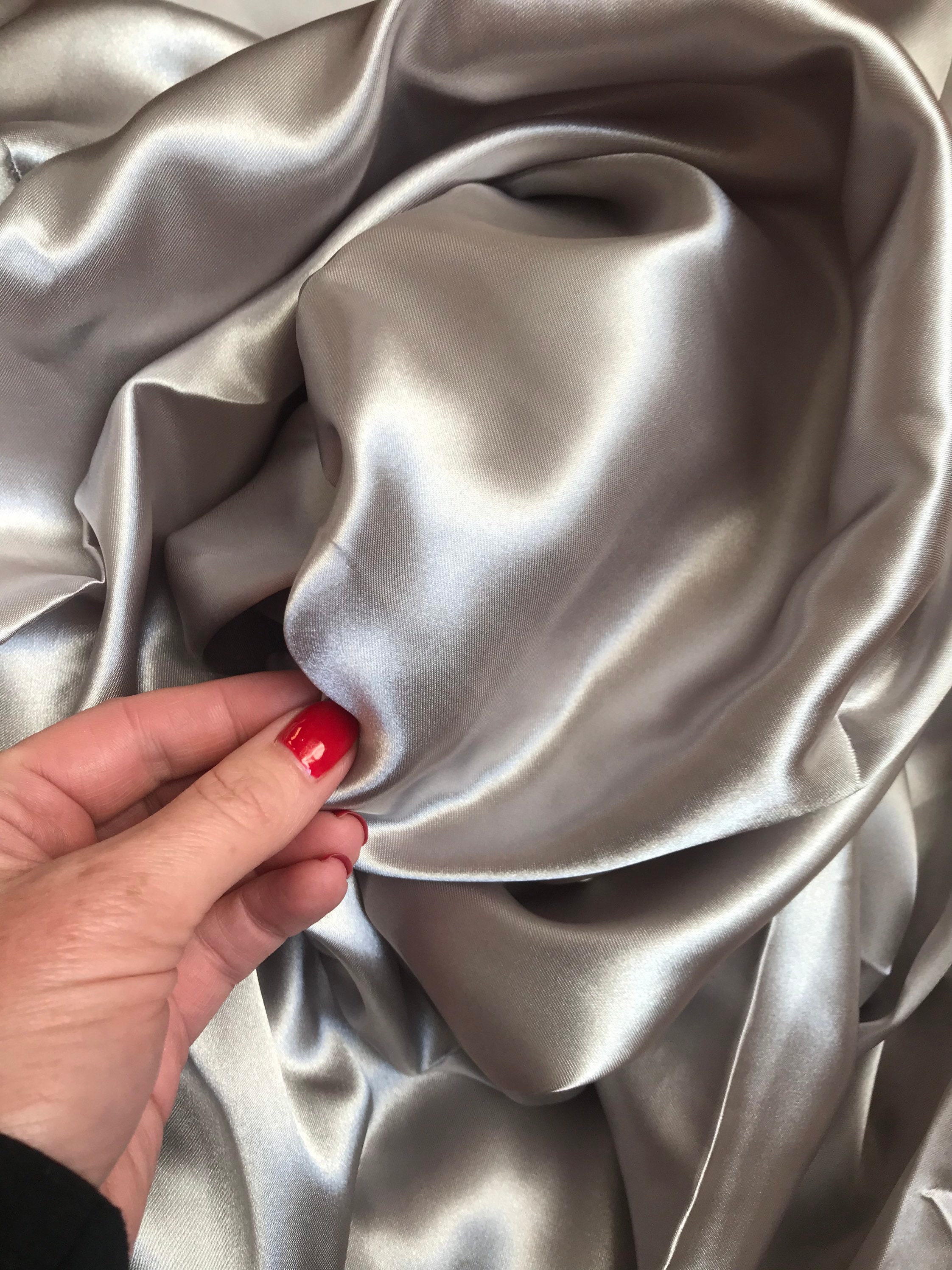 Shiny silver soft twill fabric perfect for dresses and Etsy
