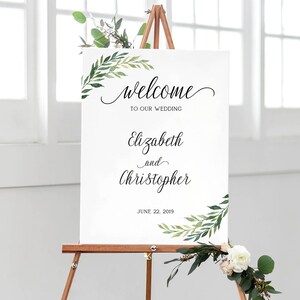 A1 Welcome Board for Birthday Party Welcome Sign Wedding Welcome sign Eucalyptus in any language #024 Greeting Sign to Wedding for Guest