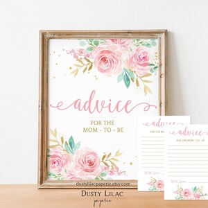 Printable Advice for the Mom to Be Sign and Note Cards Blush - Etsy
