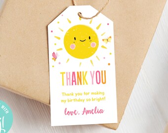 Sunshine Gift Tag Printable Thank You For Making My Birthday Bright Tag Sunshine Favor Tags You Are My Sunshine Printable Tag