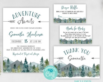 mountain themed baby shower invitations
