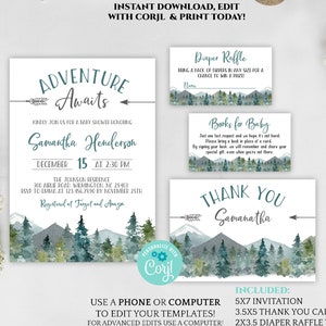 adventure themed baby shower invitations