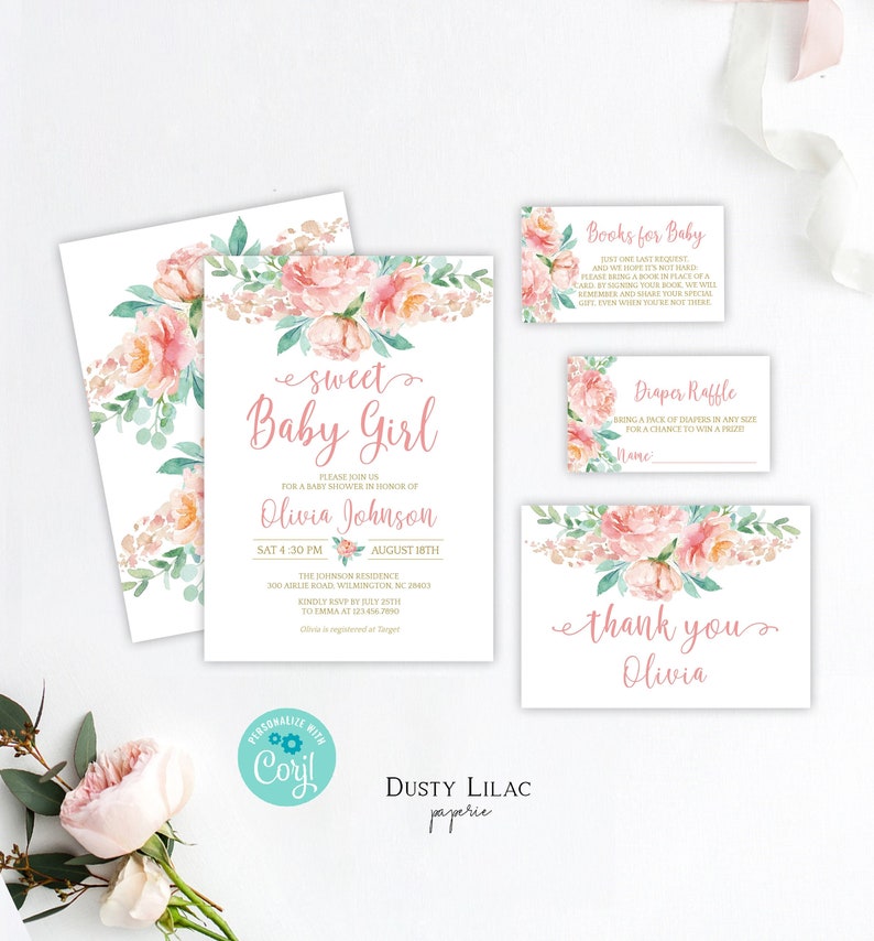 sweet baby girl shower invitations