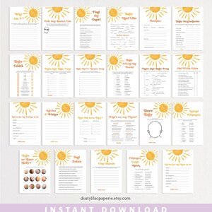Editable Sun Baby Shower Game Bundle, Here Comes The Son Baby Shower Game Pack, Boho Sunshine Printable Game Cards Template DLPB157 image 6