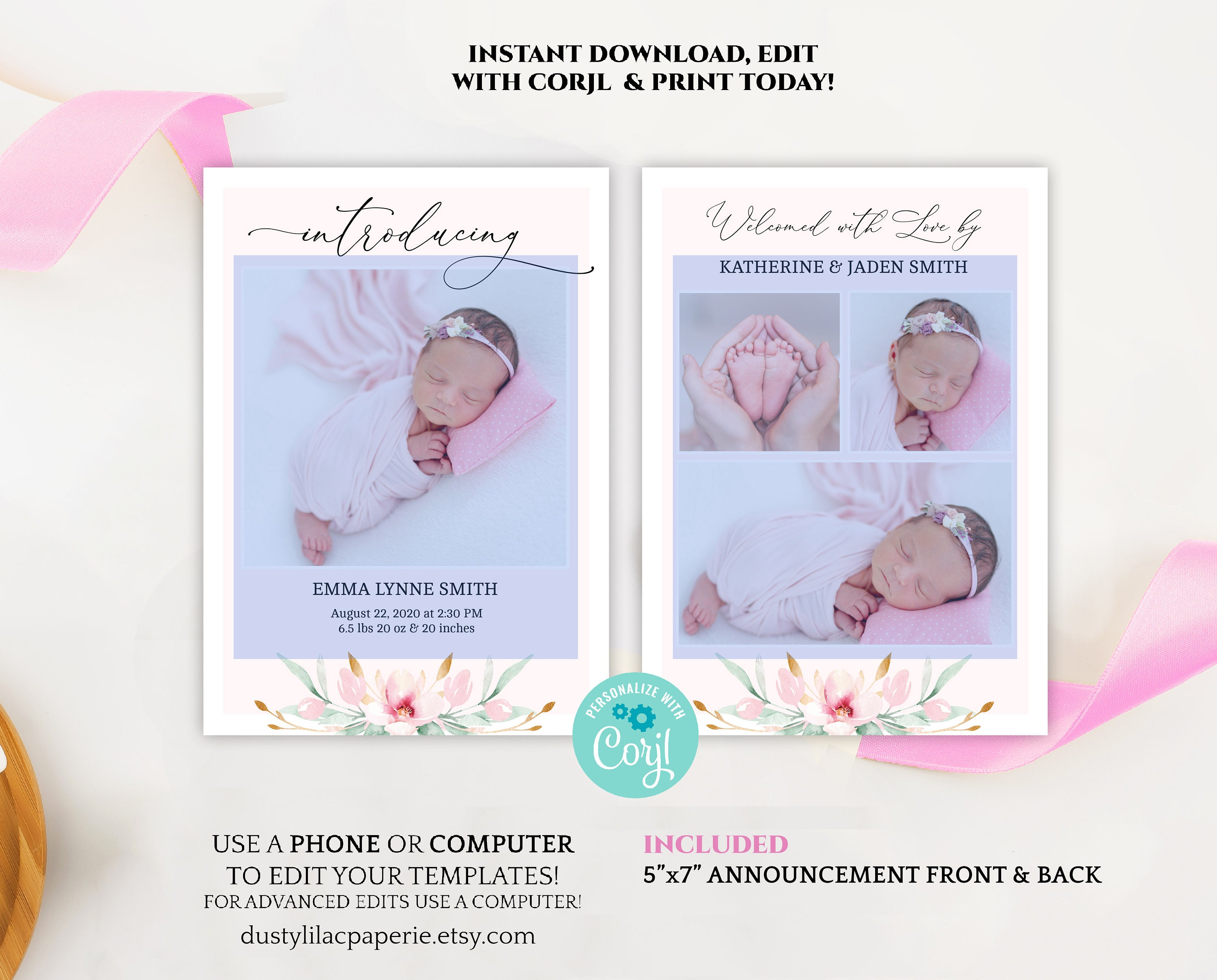 Buy ADVENTURE BIRTH ANNOUNCEMENT Pink Mountains Birth Announcement Online  in India 