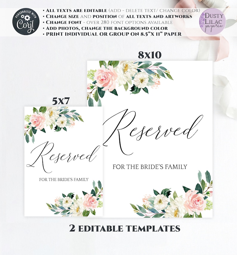 Table Reservation Card Template