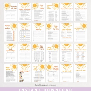 Editable Sun Baby Shower Game Bundle, Here Comes The Son Baby Shower Game Pack, Boho Sunshine Printable Game Cards Template DLPB157 image 5