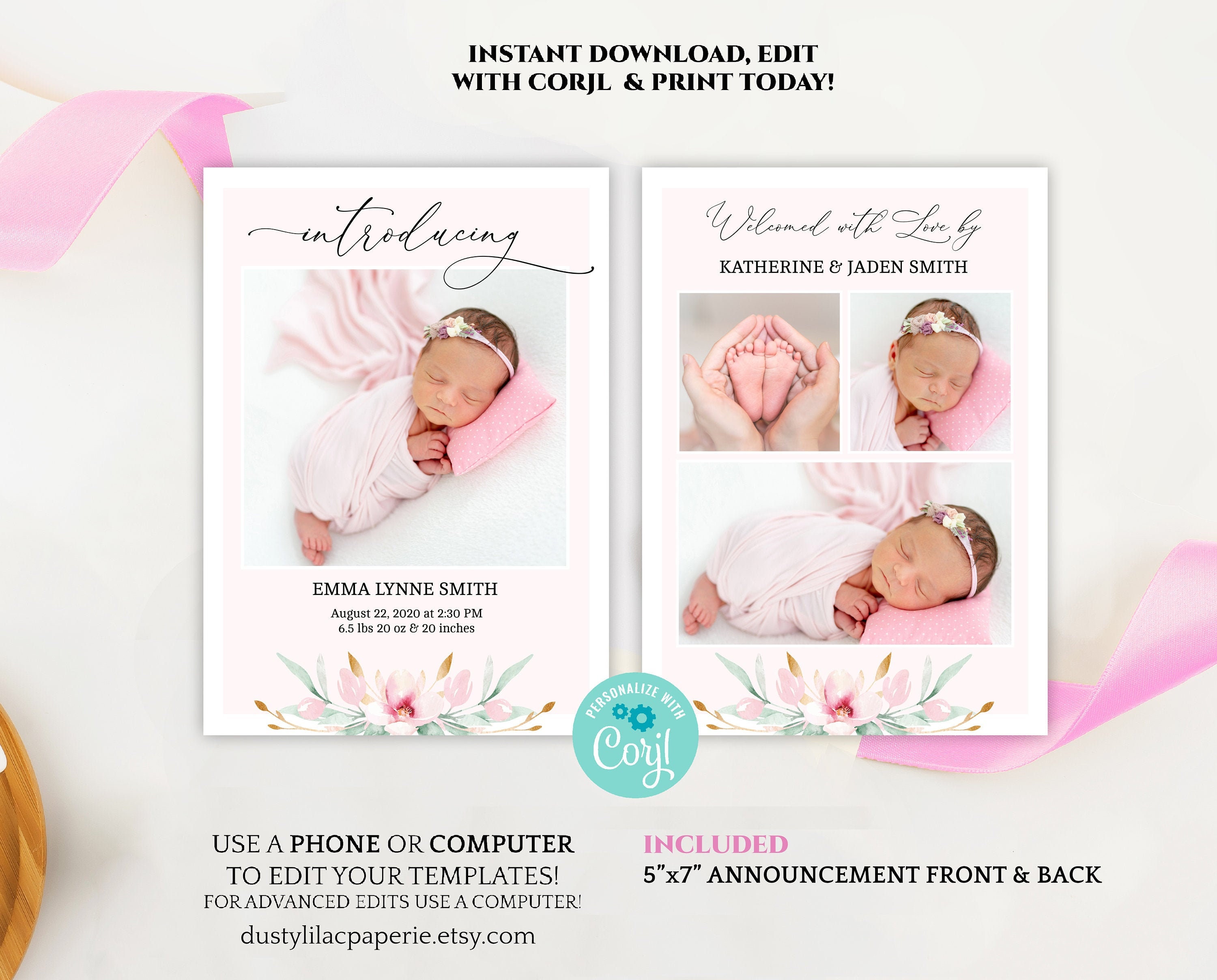 Buy ADVENTURE BIRTH ANNOUNCEMENT Pink Mountains Birth Announcement Online  in India 