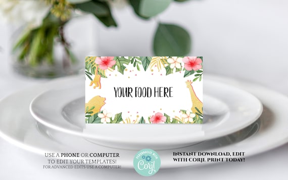 Printable Food Label Card Template Editable Buffet Sign Tent | Etsy