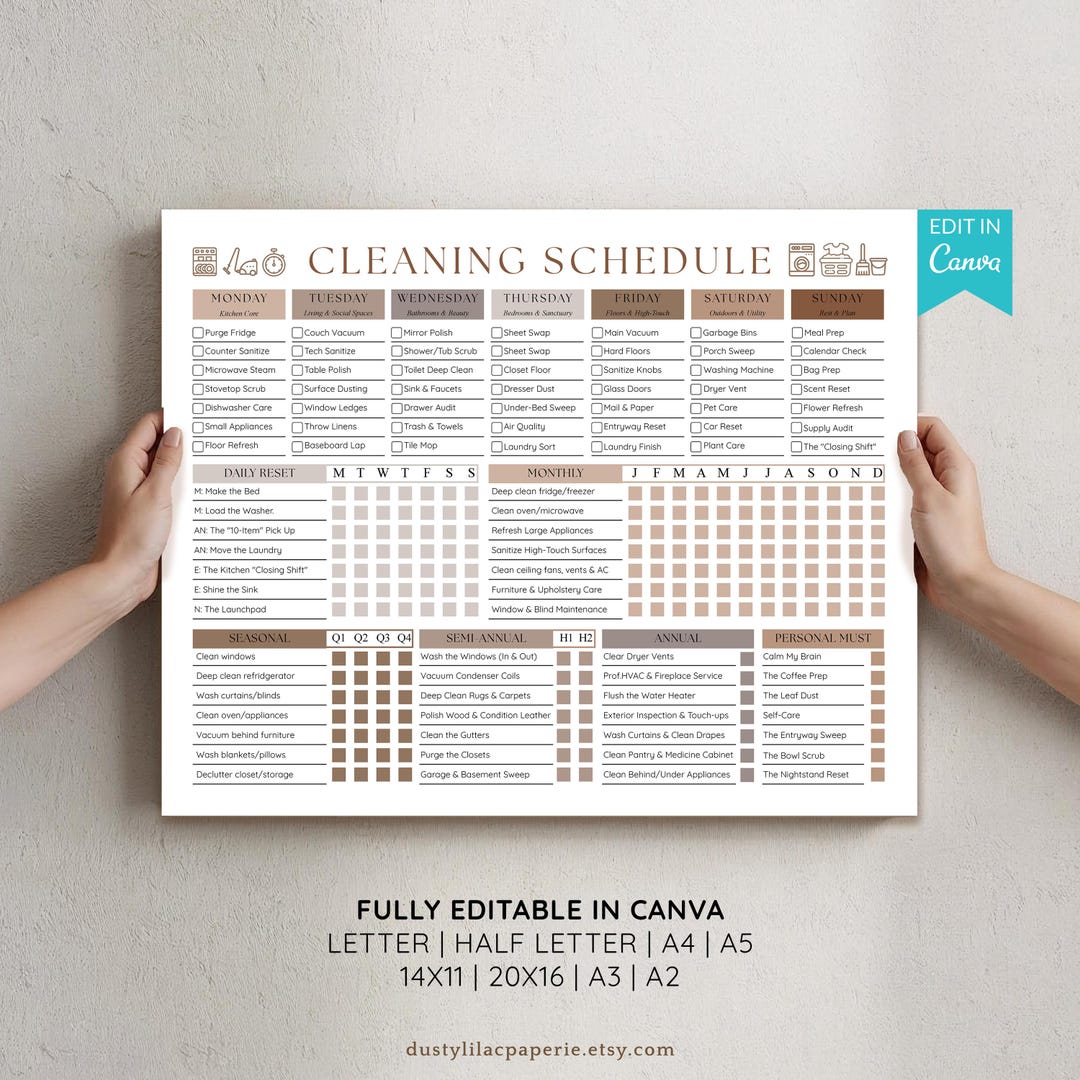 Editable Cleaning Schedule Checklist, ADHD Family Home Cleaning Planner ...