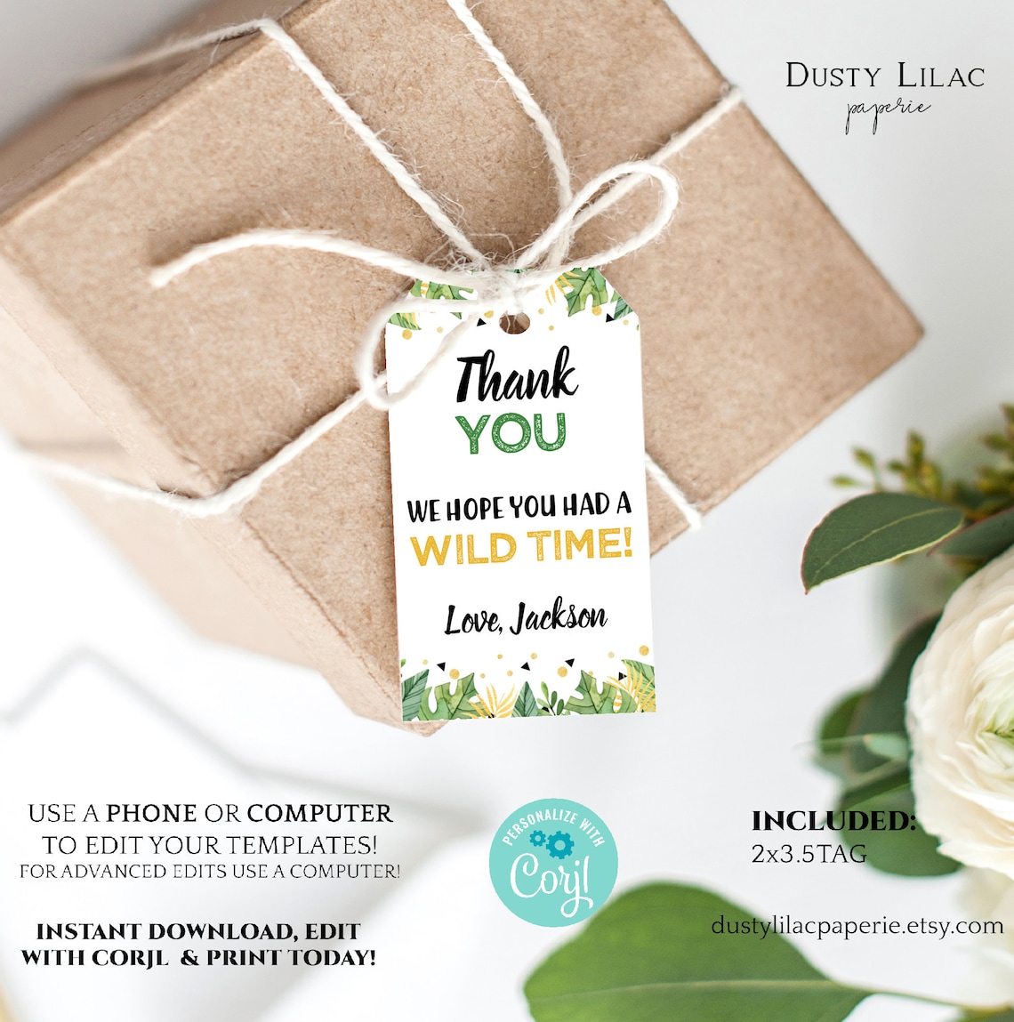 Personalized Gift Tag Printable Template Jungle Safari Baby - Etsy