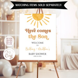 Editable Sun Baby Shower Game Bundle, Here Comes The Son Baby Shower Game Pack, Boho Sunshine Printable Game Cards Template DLPB157 image 8