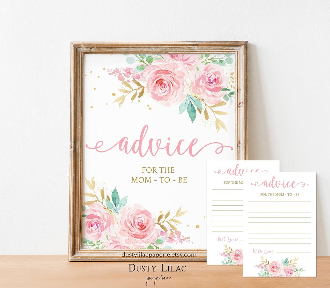 Printable Advice for the Mom to Be Sign and Note Cards Blush - Etsy