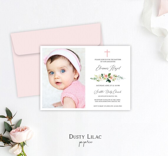 Floral Baptism Invitation Template Try Before You Buy Printable Baptism Invite Christening Invitation Instant Download 100 Editable