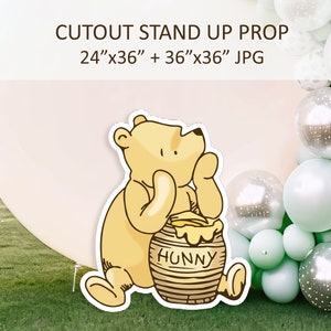 Decorazione classica ritagliata di Winnie the Pooh, supporto per orso Pooh stampabile in digitale 24x36 e 36x36 fai da te per baby shower e festa di compleanno