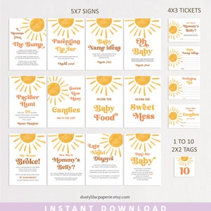 Editable Sun Baby Shower Game Bundle, Here Comes The Son Baby Shower Game Pack, Boho Sunshine Printable Game Cards Template DLPB157 image 7